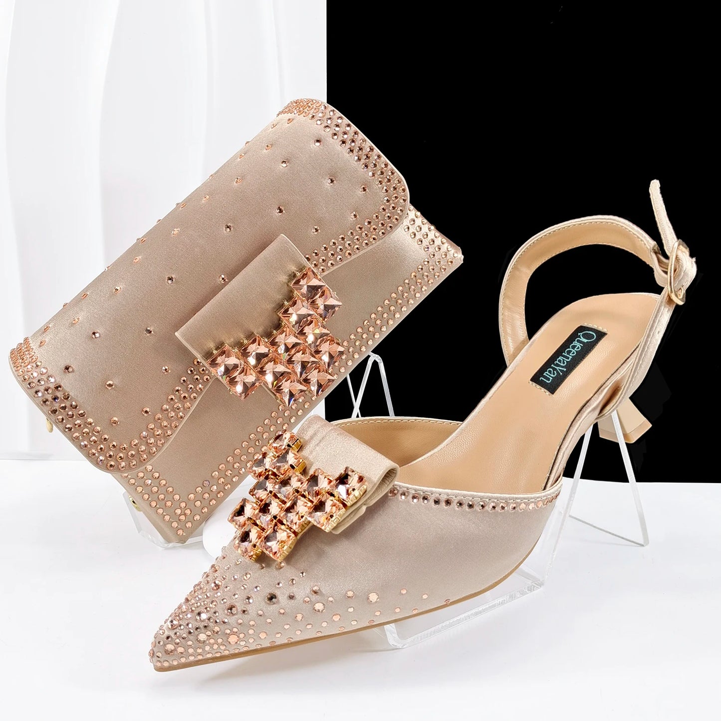 Doershow   New Arrival African Wedding Shoes and Bag Set WINE Color Italian Shoes with Matching Bags Nigerian lady party SK1-1