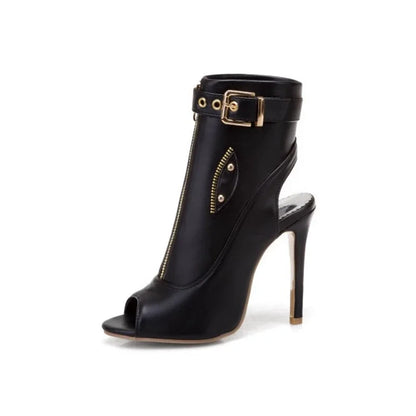 Summer Sandals Zipper Ankle Boots For Women 11cm Stiletto High Heels Shoes Peep Toe Zipper Ladies Big Size 34-50 F1505