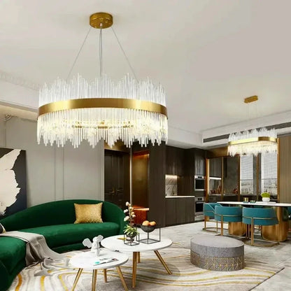 Modern Luxury Crystal Ceiling Chandelier Stainless Steel Living Room Lights Home Decor Dining Room Pendant Lamp Interior Bedroom