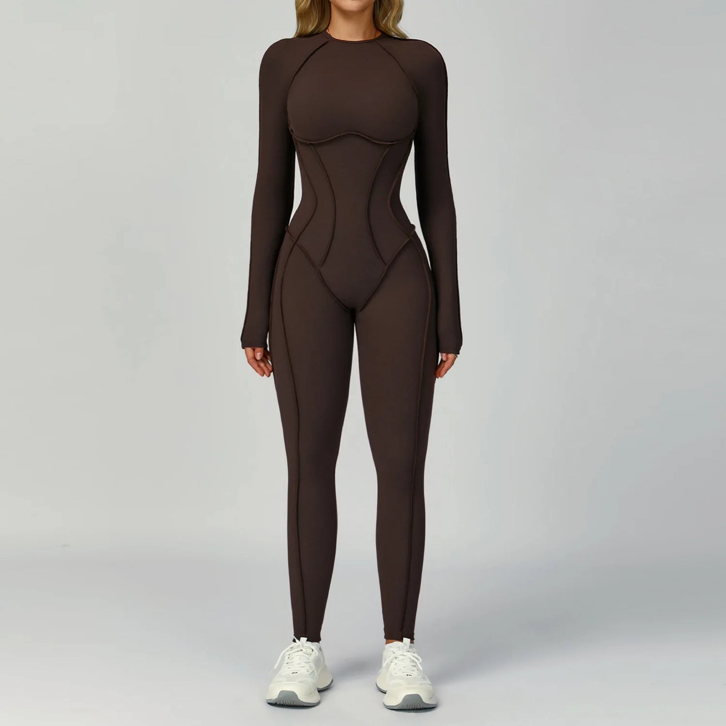 Sexy Hollow Back Long Sleeve Yoga Jumpsuit Women Quick Dry One-piece Yoga Suit Gym Training Leggings Playsuit Slim Fit Bodysuits