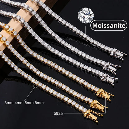 D VVS1 Moissanite Tennis Necklace 100% 925 Sterling Silver 2-6mm Classics with GRA Necklaces for Women Man Wedding Jewelry Gifts
