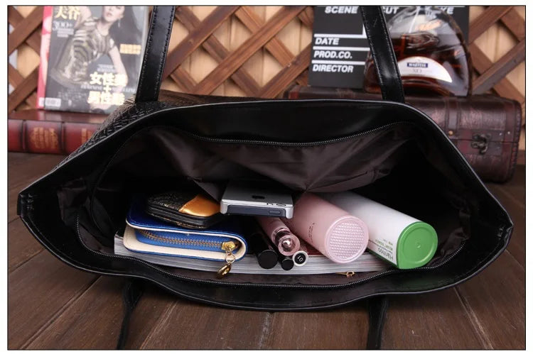 Crocodile Grain PU Leather Women Handbags Large Capacity Female Big Totes Woman Shoulder Bags Shopping Bag Bolsa Feminina