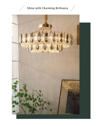 Clear Crystal Ceiling Chandeliers New LED Lights Luxury Rectangle Hanging Lamp Modern Home Decor Lustres for Dining Room Table