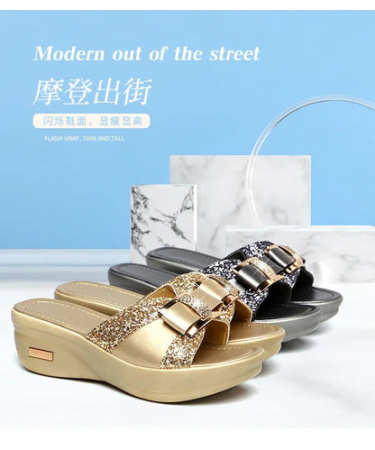 2024 Summer Women's Open Toe Casual Slippers Women Fashion Platform High Heel Female Slides Shoes Comfortable Wedge Sandals