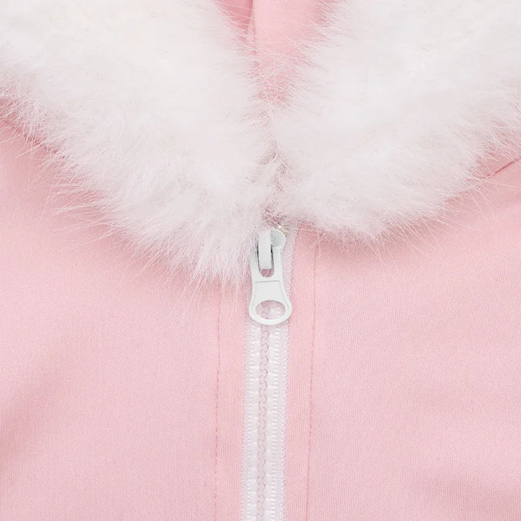 Nsauye Jumpsuits Women Long Sleeve Pullover Faux Fur Hoodies Skinny One Pieces Overalls Sexy Clubwear Sport Y2K Jumpsuit Rompers