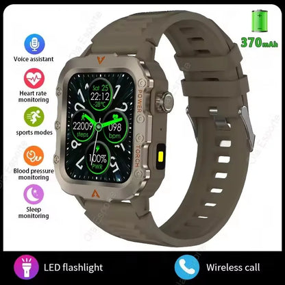 2026 New Military Smart Watch Men 3ATM Outdoor Sports Fitness Tracker Blood Pressure Health Monitoring BT Call GPS Smartwatch
