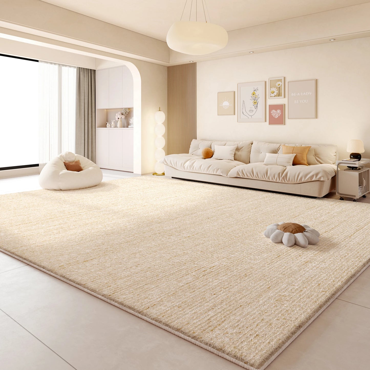 Cream Style Living Room Decoration Rug Light Luxury Rugs for Bedroom Fluffy Soft Cloakroom Carpet Household Washable Floor Mat