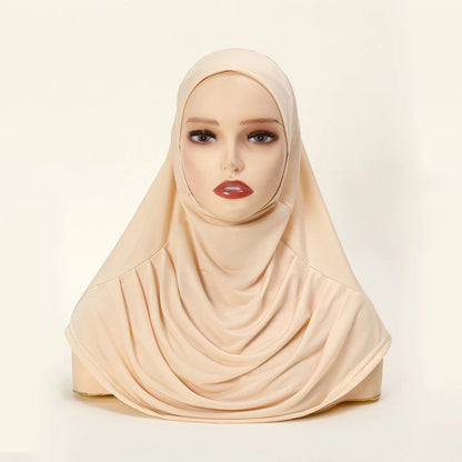 New Ready To Go Wear Instant Hijab for Women Solid Color Hemp Headscarf Neck Cover Sports Hijabs Pinless Islam Shawls and Wraps