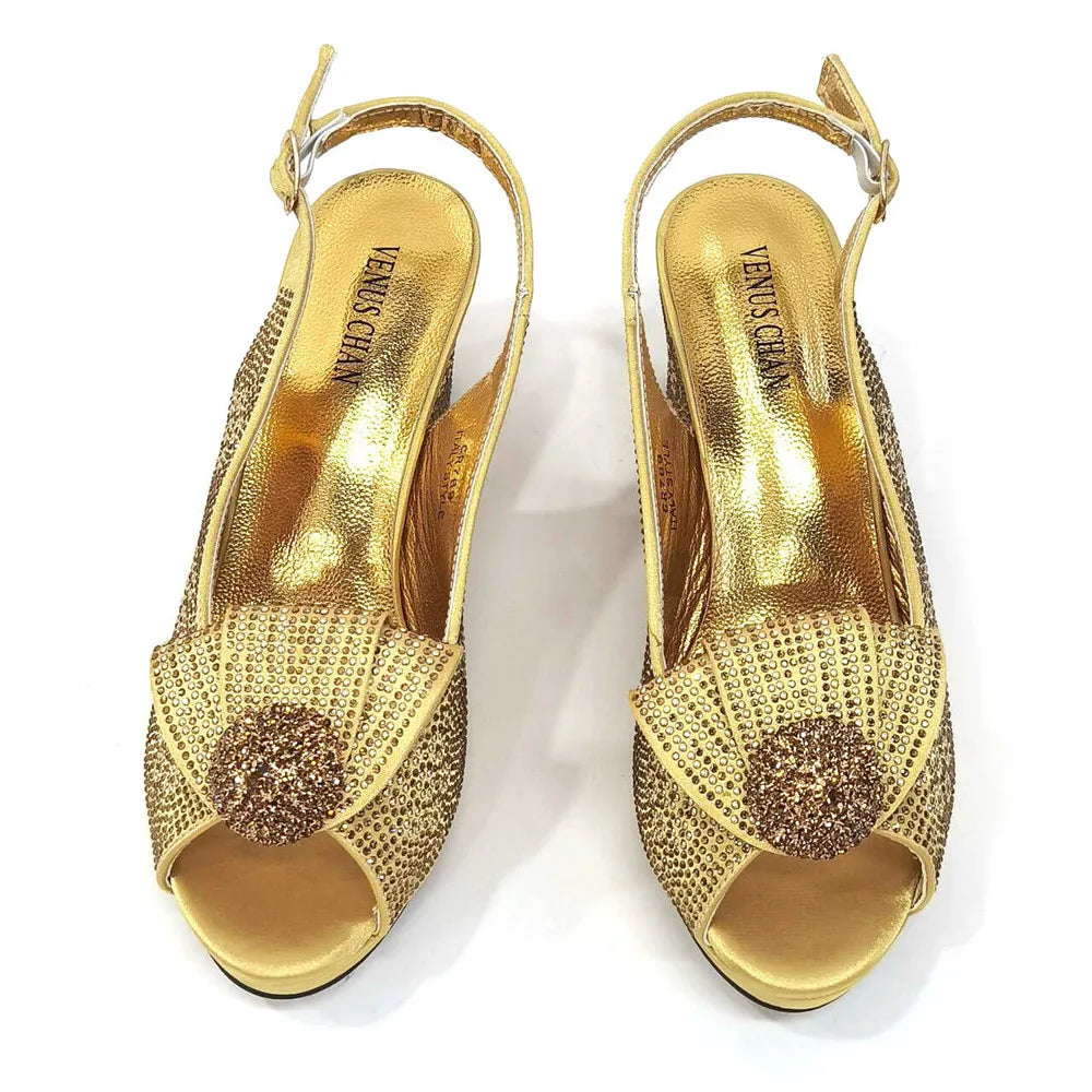 Mature Sweet Spot Good Arrival Peach Color Square Heels Peep Toe Shoes Matching Bag Set For Nigerian Women Wedding Party Pump