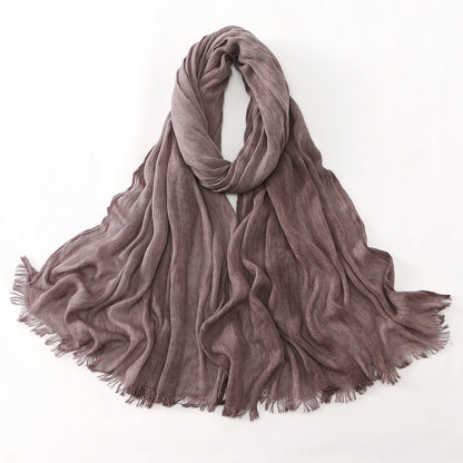 Women Crinkle Modal Rayon Hijab Muslim Scarf Shawls Solid Color Headband Femme Breathable Headwrap Turban Ramanda 180*70cm