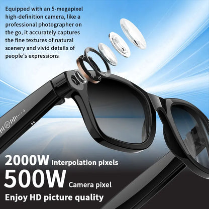 AI Smart Glasses with 8MP Camera Video Recording 100+ Languages Translation Sunglasses Bluetooth Call Music Play Men Women 2026