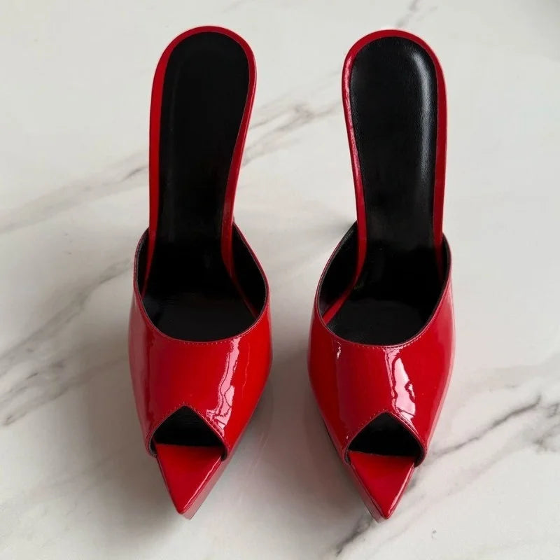 Summer Women's Pointed Toe Open Toe Stiletto Cool Slippers Fashion Women's Wedding Dance Shoes  Luxury Sandals Slippers