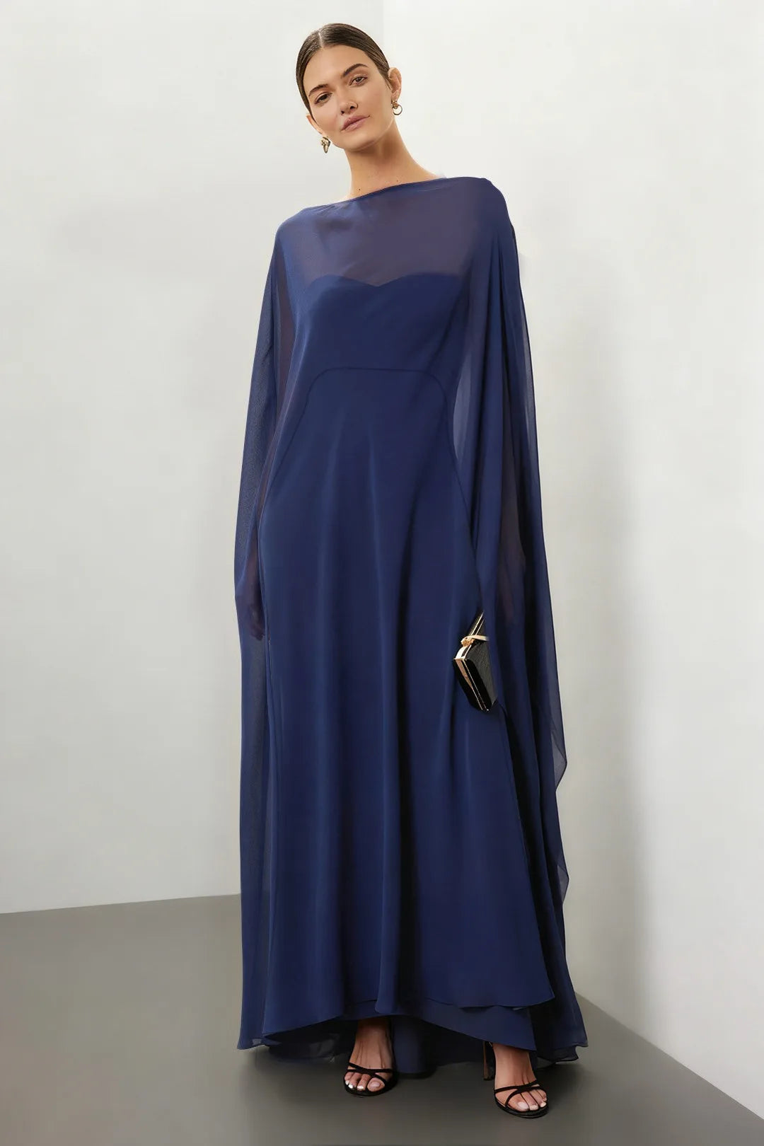 Vintage Women's Poncho Chiffon Transparent Cape For Women Elegent Sheer Mesh Shawl Wraps Long Tail Cocktail Party Shoulder Cape