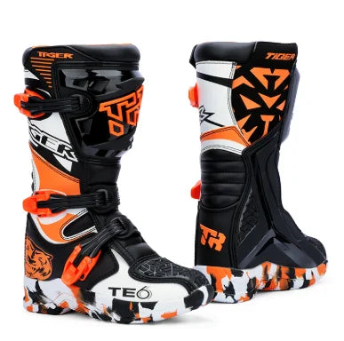 2026 New Kids Motocross Boots Black Off-Road Motorcycle Boot Children Orange Youth Dirt Bike Racing Bota MX Gear For 6-12 Years