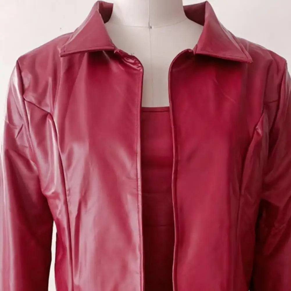 Women's Faux Leather Blazer Dress Suit Sets Office Work Mini Dress with Coat Two Piece Formal Business Outfits