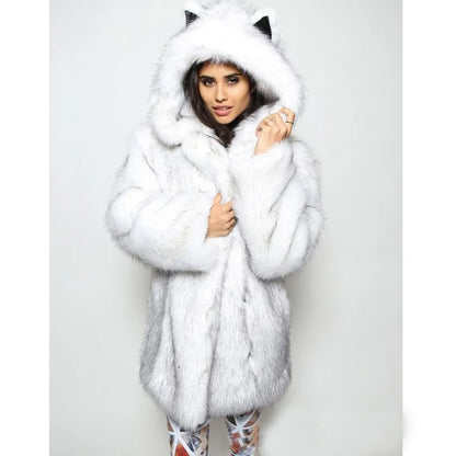 2026 Women Winter Furry Small Size Faux Fur Coat Female Hooded Long Sleeve Plush Jacket Lady Thick Fake Fur Warm Fluffy Outwear
