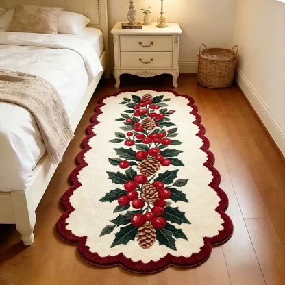 Christmas Living Room Decoration Red Carpet Irregular Shape Rugs for Bedroom Thick Plush Bedside Floor Mat Fluffy Soft Study Rug