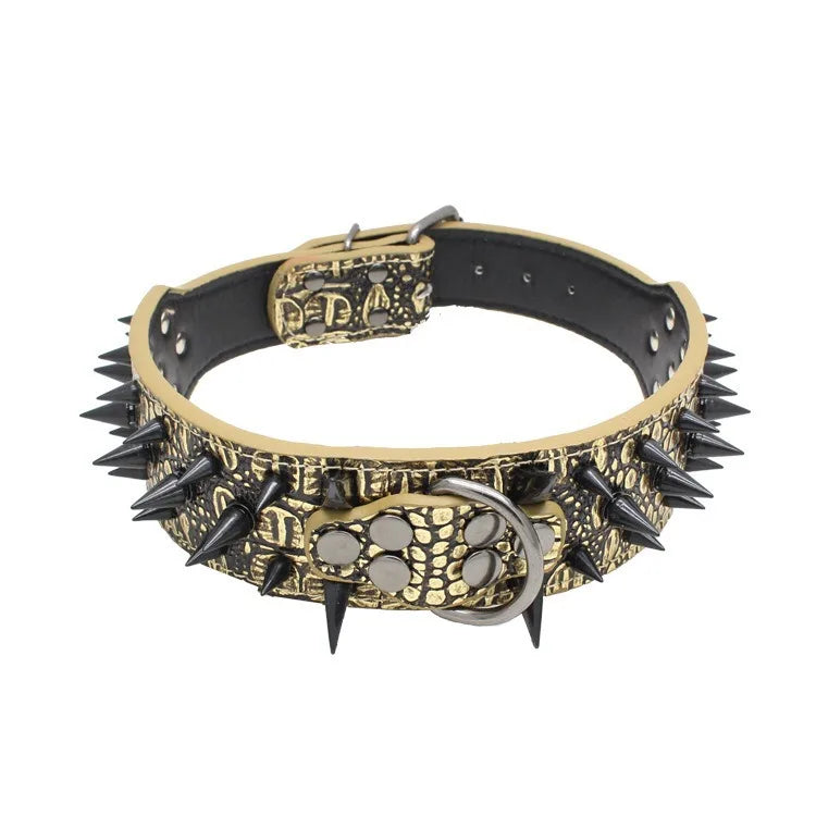 5CM Wide Spiked Studded Dog Collar Anti-Bite PU Leather Pet Collar for Large Dogs Pitbull Mastiff Pet Supplies Accessories