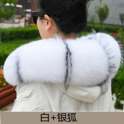 100% Real Fox Fur Collar Winter removable fur Hood Trims Warm Furry Decor Shawls for Coat Parkas Luxury Female fur Scarf