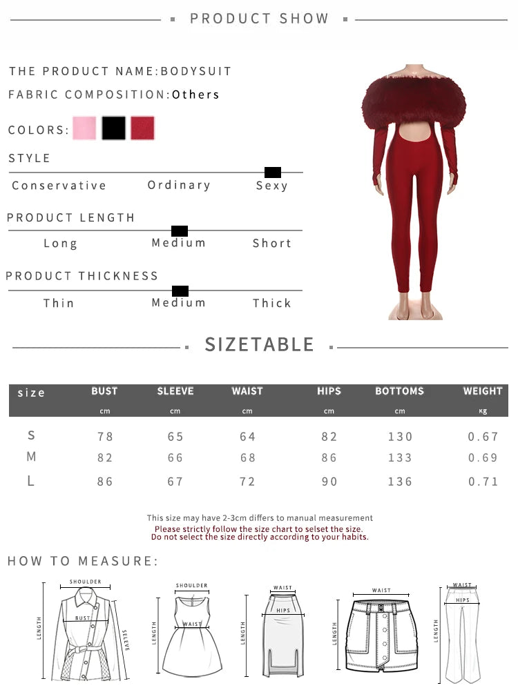 Sisterlinda Furry Slash Neck Jumpsuits Woman Luxury Hipster Patchwork Trend Sexy Hollow Stretch Fitness Club Activity Overalls