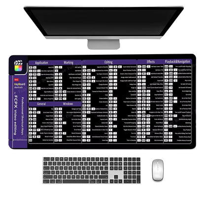 FCPX Video Editing Professional Shortcuts Keys Mouse Pad Natural Rubber 900X400 Table Mousepad Office User Anti Slip Desk Mat