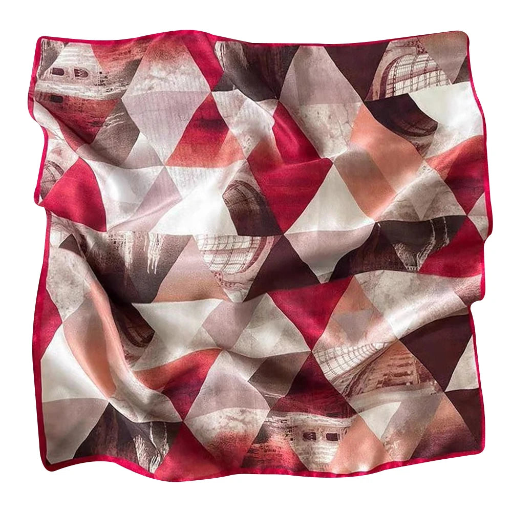 100% Pure Mulberry Silk Women Square Scarf Prints Headband Neckerchief Luxury Female Hair Ornament Female Bandana Scarves 53CM
