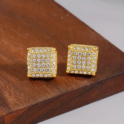 Fashion Silver-Color Square Classic Zircon Ear Studs For Men Women Fashion Shiny Faux Studs Earrings Jewelry Gift For Friends