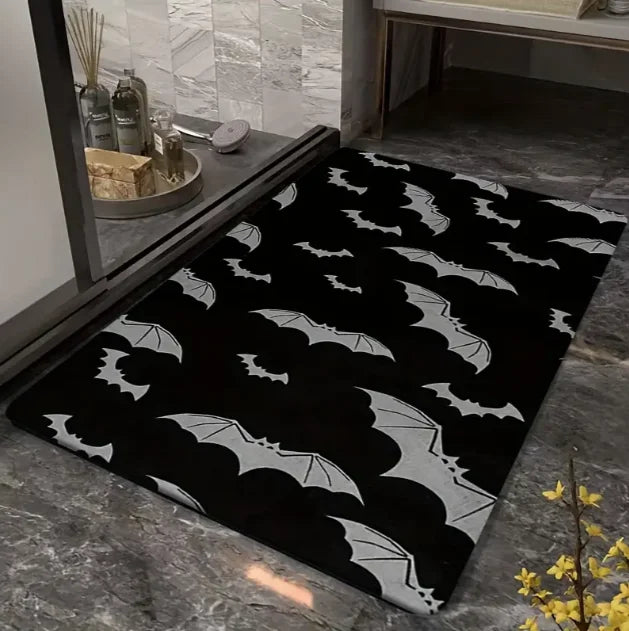 A Halloween Purple Skull Carpet Full of Festive Soft Flannel Floor Mat Living Rooms Bedrooms and Pumpkin Decorative Carpets