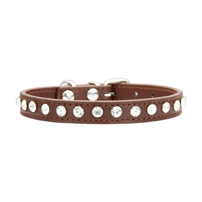 Personalized Rhinestones Dog Collar 16 Colors PU Leather for Small Dog Puppy Chihuahua Pink Pet Strap Necklace Pet Accessories