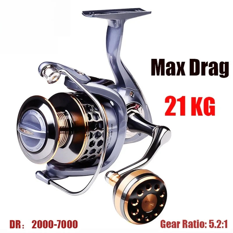 ZWICKE High Quality Max Drag 21KG Spool Fishing Reel Gear 5.2:1 Ratio High Speed Spinning Reel Casting Reel Carp for Saltwater