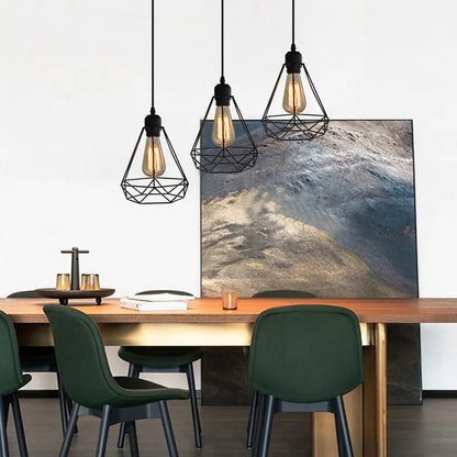 Vintage Pendant Lamp Iron Frame Ceiling Lighting Paint Restaurant Teahouse Chandelier Indoor Wrought Metal Modern Pendant Lights