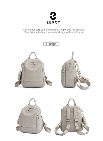 Zency Women's Genuine Leather Backpack High-Quality School Bag Travel Female Shopper Shoulder Satchel Rucksack Commuter