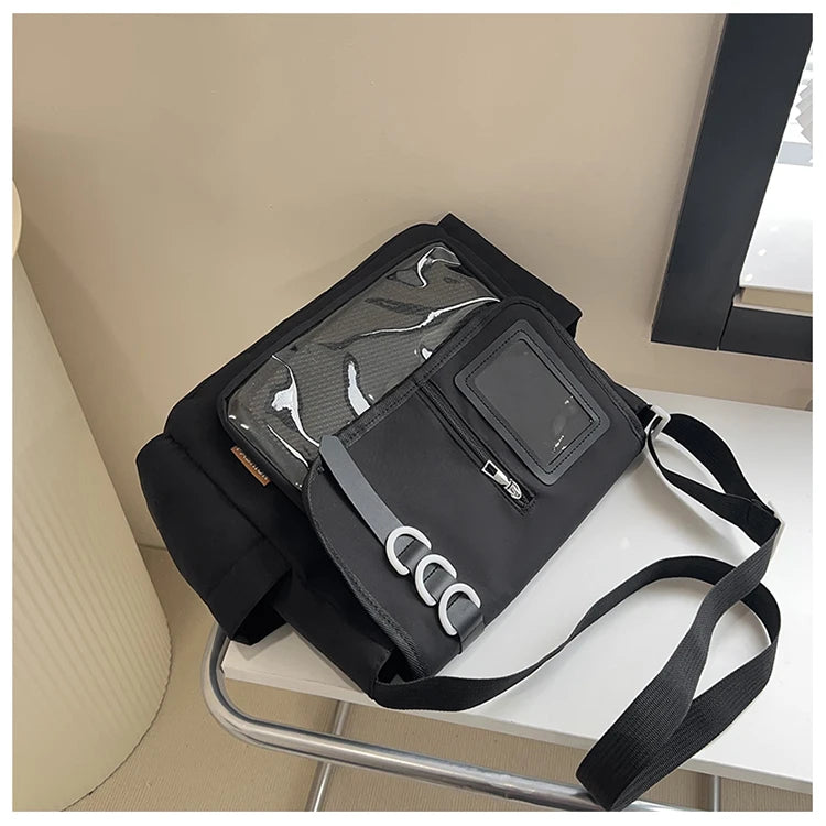 Y2K Japanese Harajuku School Bags for Girls New Transparent Itabag Crossbody Bag DIY Badges Display Plate Ita Bag