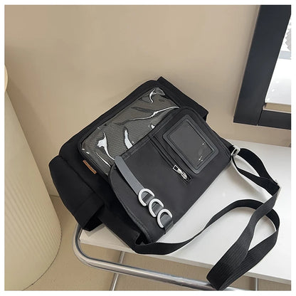 Y2K Japanese Harajuku School Bags for Girls New Transparent Itabag Crossbody Bag DIY Badges Display Plate Ita Bag