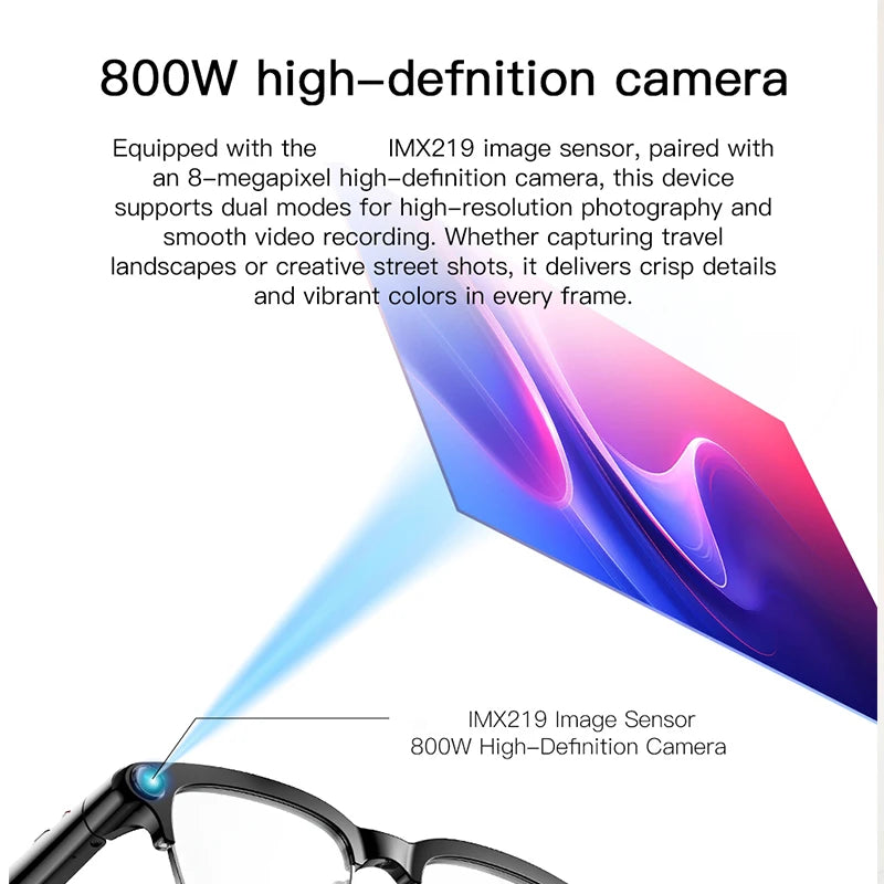 New Smart Glasses Take Photos and Videos Real-Time Translation Voice Assistant Translation 2GB Memory 800W Camera Smart Glasses