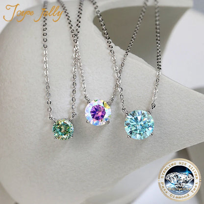 JoyceJelly 1/2/3/5 Carat Moissanite Necklace for Women 925 Sterling Silver Wedding Bridal Fine Jewelry for Women