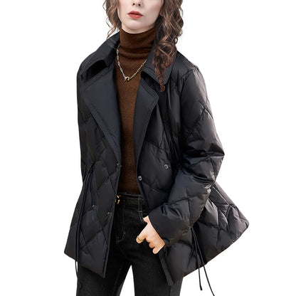 Loose Plus Size Women Winter Long Down Jacket Solid Embroidered Pointed Collar White Duck Down Puffer Coat Warm Trench Jackets
