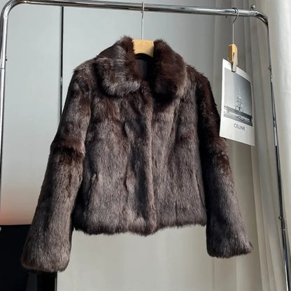 Natural Rabbit Fur Coat Women New Autumn Winter Female Real Fur 2025 Real Leather and Fur Women's Clothing Outerwear Lady Jacket