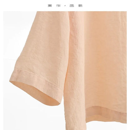 Plus-Size Women's Clothing~Hemp Long-Sleeved Shirt, Casual Sun-Protective Top, New Spring/Summer 2026 Style