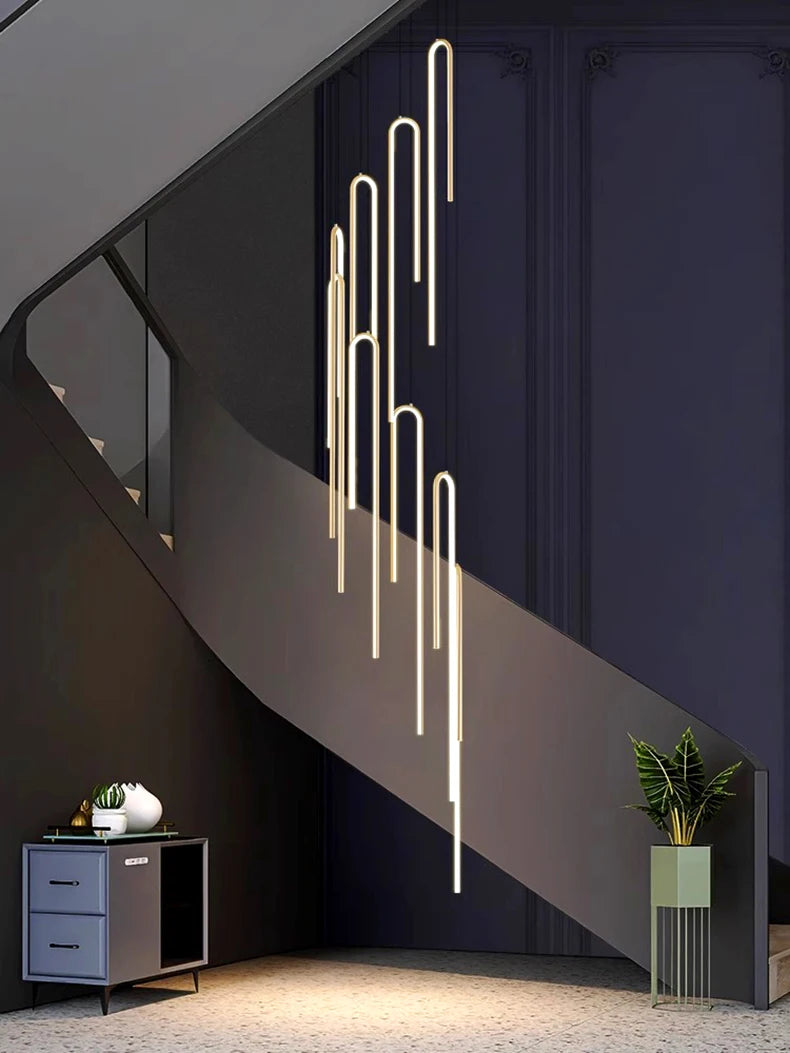 Modern ring stairs led lights pendant light lamps for living room led Chandeliers for dining room hanging light indoor lighting