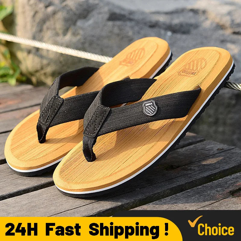 Hot High Quality Men Beach Shoes Summer Casual Flat Slippers Male Indoor Bathroom Anti-Slip Flip Flops Man Flip-Flops Men Sandal