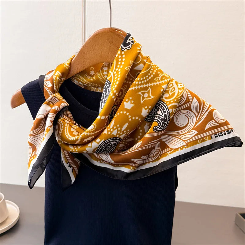 70*70cm Zebra Stripes Print Head Scarf for Women Silk Square Scarves Foulard Bandana Fashion Decorate Hijab Female Neckerchief