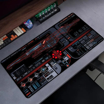 Starship Blueprint Pad Desk Pad Mouse Pad Gamer Computer Cabinet Star Trek Game Office Accessories Keyboard Anime Extended Large