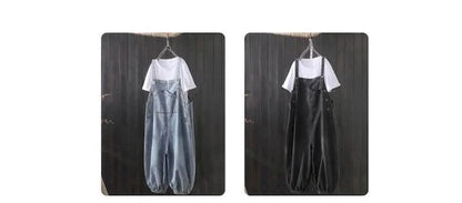 Denim Jumpsuits for Women Oversized Playsuit Denim Pants Loose High Waist Trousers Overalls for Women Clothes One-pieces XT1586