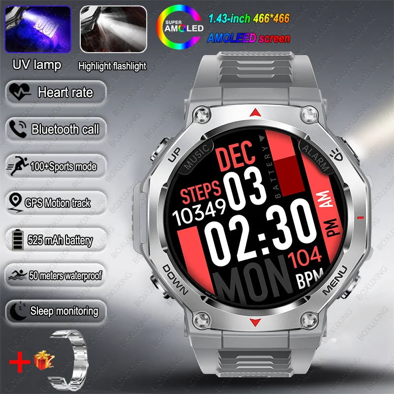2026 New Military Active Edge Smart Watch Men 10ATM Waterproof GPS Motion Track 100+Sport Modes Heart Rate HD BT Call Smartwatch