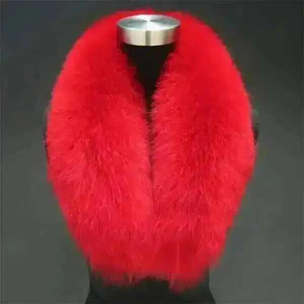 Natural Color Raccoon Fox Real Fur Collar Scarf Genuine Big Size Scarves Warp Shawl Neck Warmer Stole Muffler with Clip Loops #6
