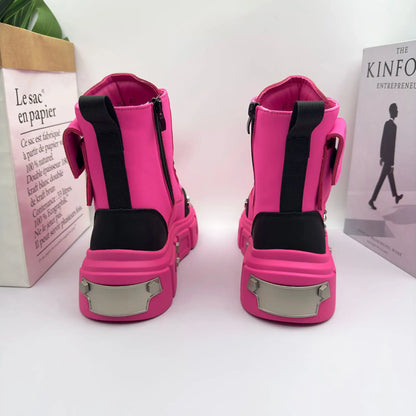 2025 Spring and Autumn Men Male Ruffian Handsome Fried Street High-top Trend Increases Thick Bottom Niche Trend Chelsea Boots