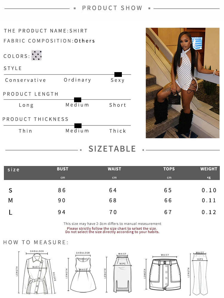 Weird Puss Side Shirring Woman Rompers Sexy Hollow Polka Dot Print Halter Backless Sleeveless Skinny Midnight Clubwear Playsuits