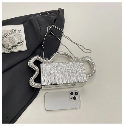 2026 Luxury Designer Women's Shoulder Bags Silver Evening Clutch Bag Trend Clip Party Purse Fashion Crossbody Handbag