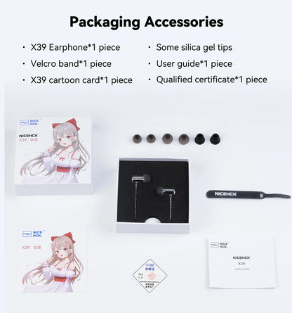 NICEHCK X39 IEM Aluminum Alloy Shell HIFI Microphone Earbud 6mm Titanium Plated Dynamic Headset Bass Vocal DJ In-ear Earphone